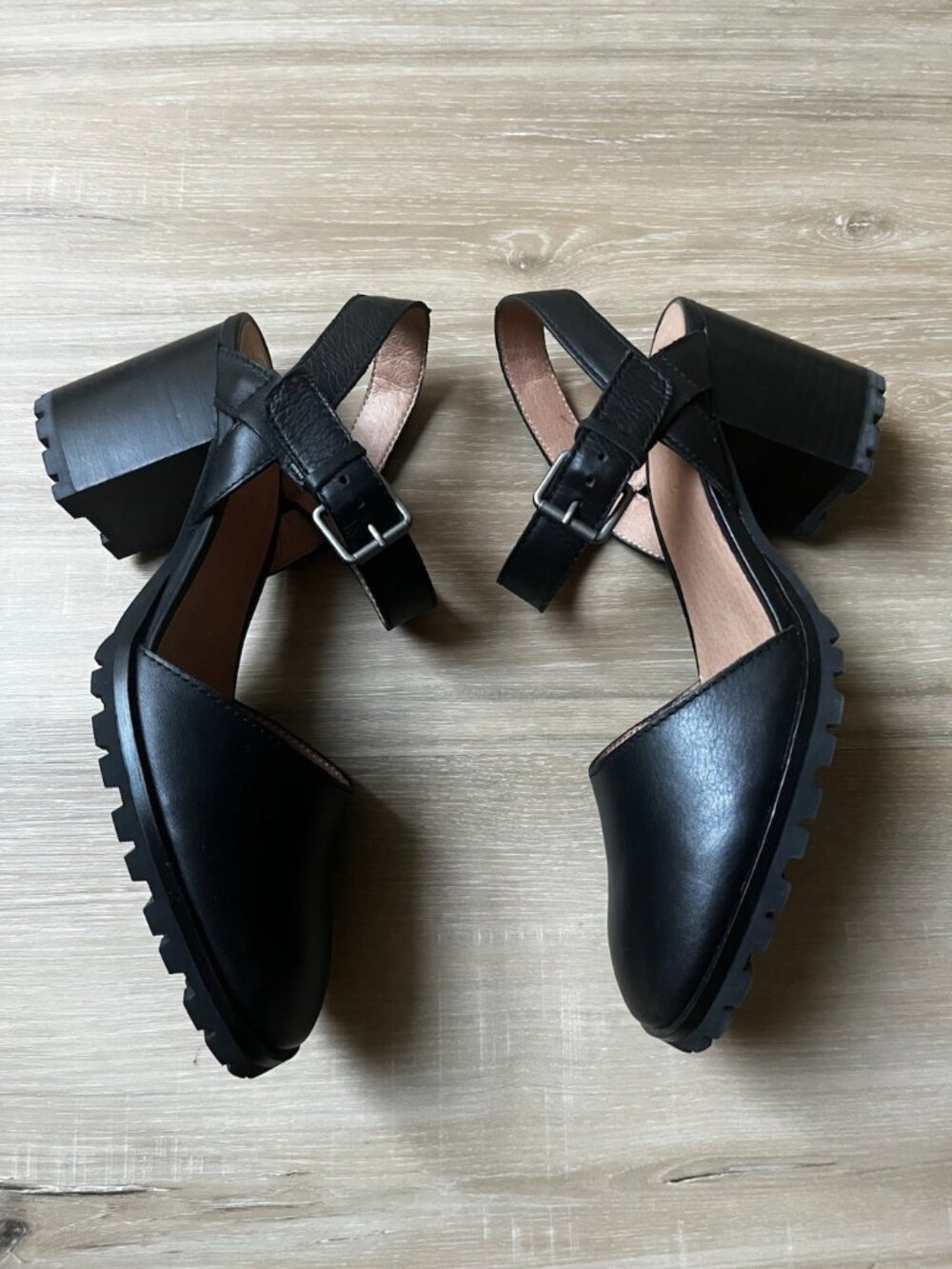 Madewell The Claudie Leather Mary Janes Lugsole Heels Black - Picture 4 of 8